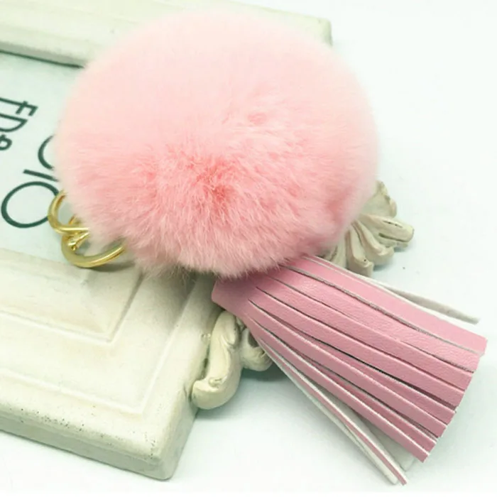 

Fashion Leather Tassel Key Chain Pendant Bag Bells Rabbit Keychain Accessories Chaveiro Carro Portachiavi Keyring EH623