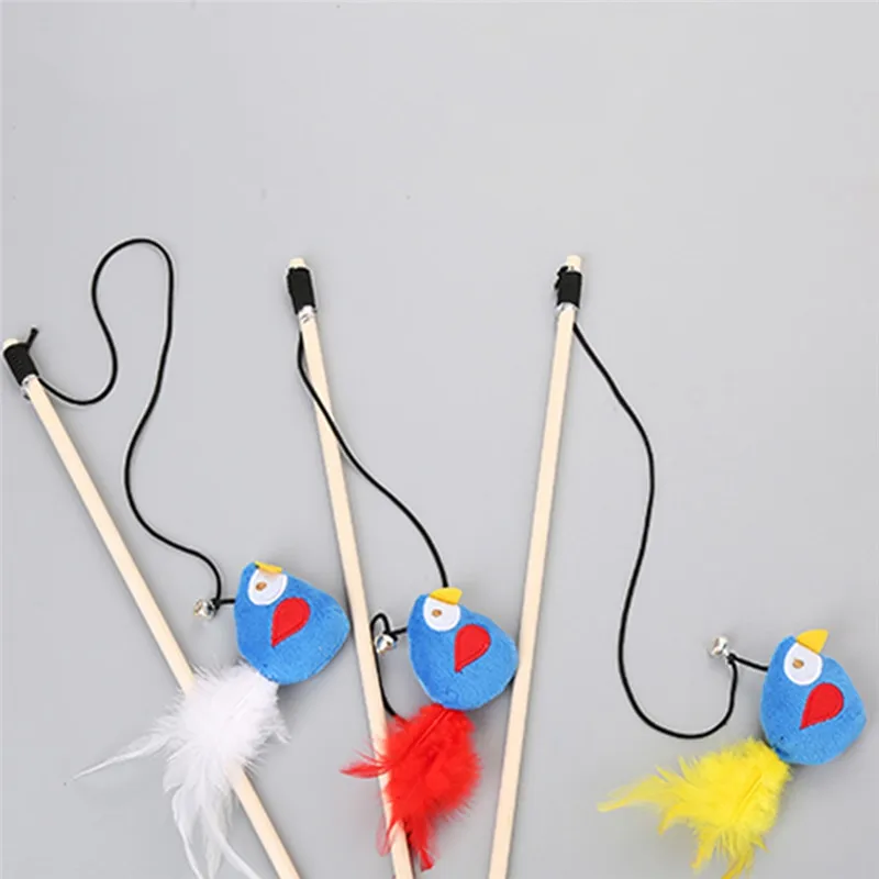 Imixlot Funny Cat Interactive Toys Portable Colorful Feather With Bells Wooden Rod Pet Toy Products | Дом и сад