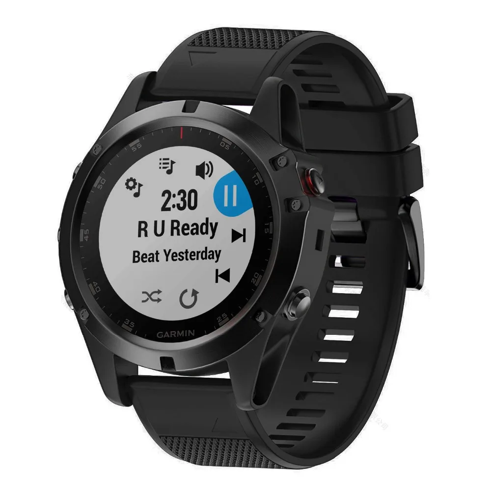 Black FIFATA 20 мм 22 мм 26 мм смарт часы ремешок для Garmin Fenix 6X/6/6S Pro/5X/5/5s Plus gps часы цвет силиконовый заменить браслет - Цвет: Black