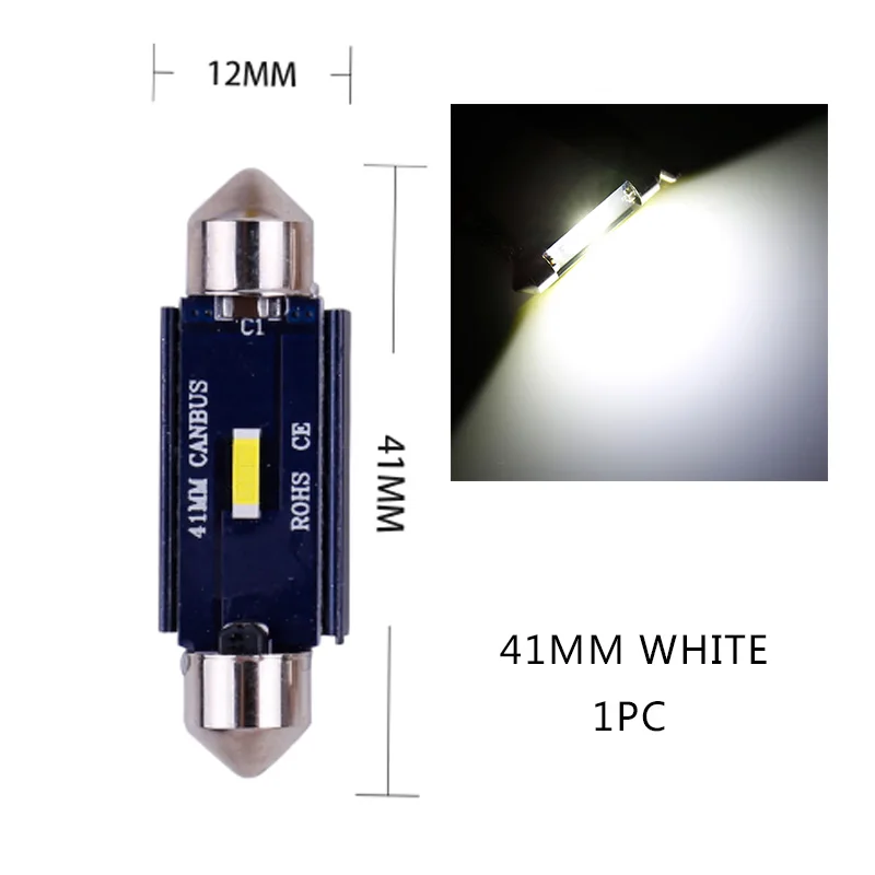 41MM 1 шт., CANBUS c5w светодиодный 31 мм 36 мм 39 мм 41 мм 1SMD 1860 чип, светодиодный лампочка, автомобильный купольный светильник Canbus, без ошибок, автомобильная внутренняя лампа для чтения - Испускаемый цвет: 41MM