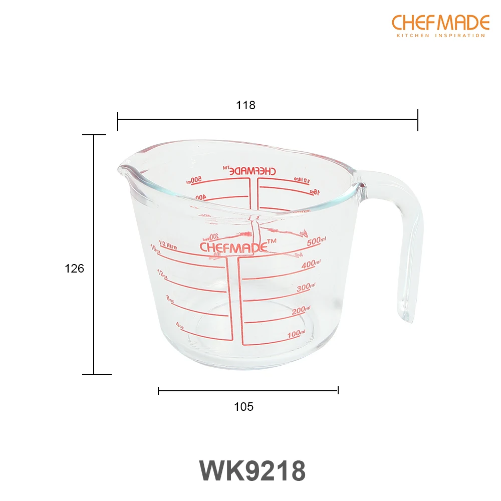 

CHEFMADE Glass Measuring Cup, with Pour Spout and Graduated Liquid Measure Container, FDA Approved