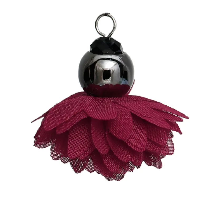 Doreen коробка из полиэстера кисточки подвески цветок Gunmetal красочные граненые DIY