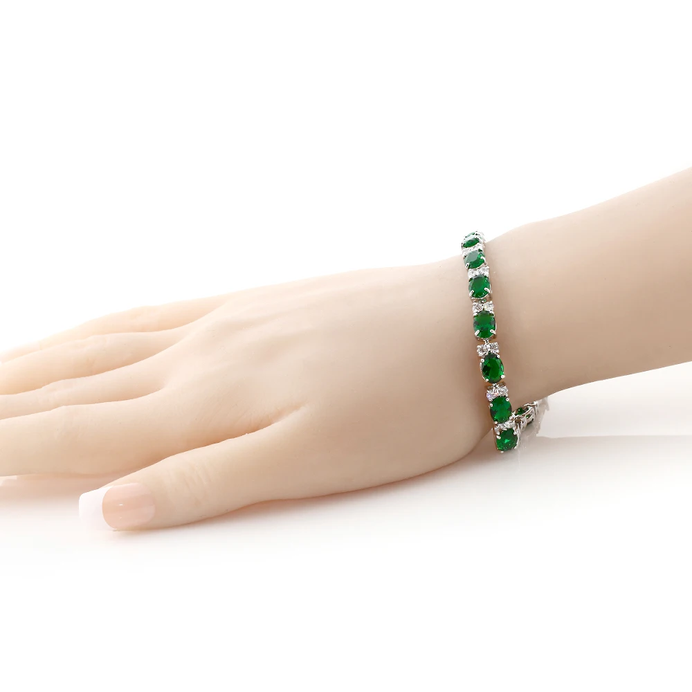 40.00 Ct Oval &amp Round Green Color Cubic Zirconias CZ Tennis Bracelet 7 Inch | Украшения и аксессуары
