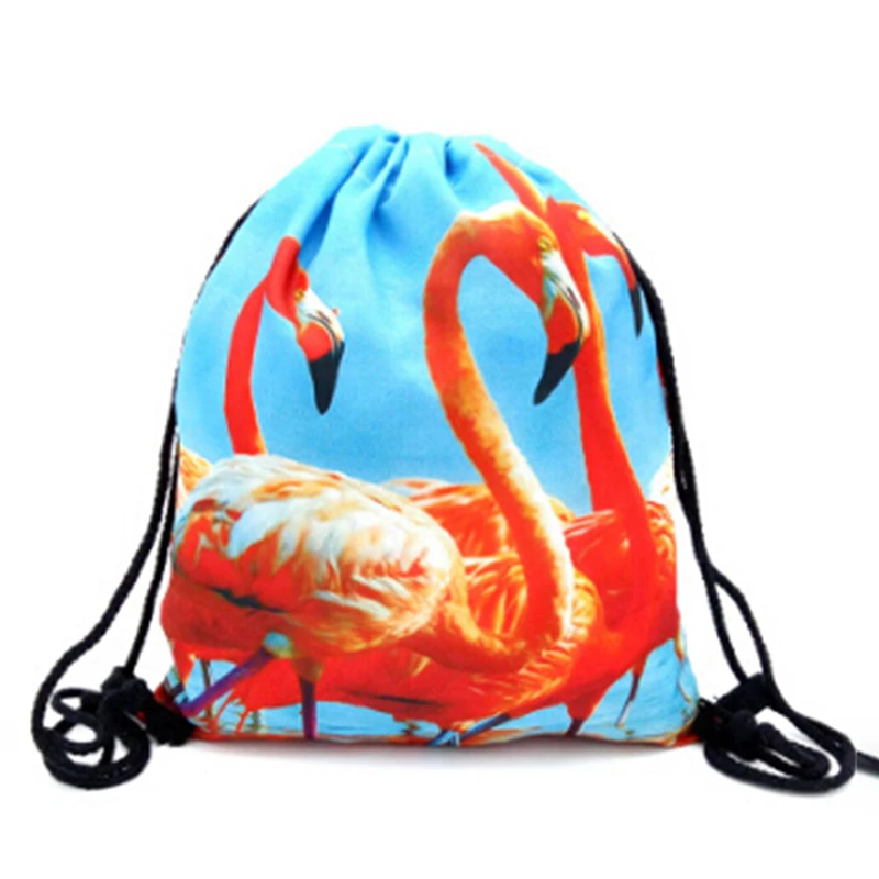 Фламинго печать Drawstring спортивная сумка дорожная Открытый Отдых езда рюкзак
