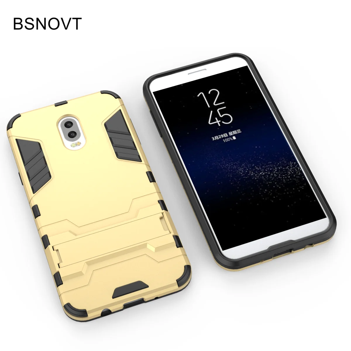 Чехол для Samsung Galaxy C8 резиновый + пластиковый противоударный чехол с подставкой C7