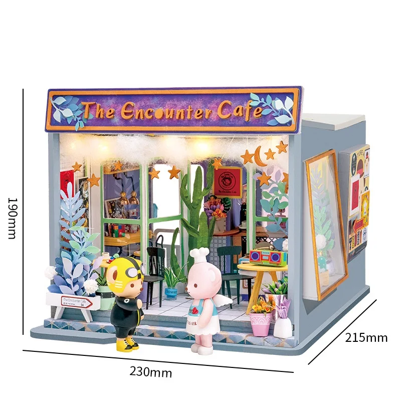 TD02 Coffee Shop Новинка игрушки Robotime DIY роскошный дом медведь мебель дети взрослые Деревянные маленькие модель кукольного домика люкс Кукольный дом jooyoo - Цвет: TD02 Coffee Shop