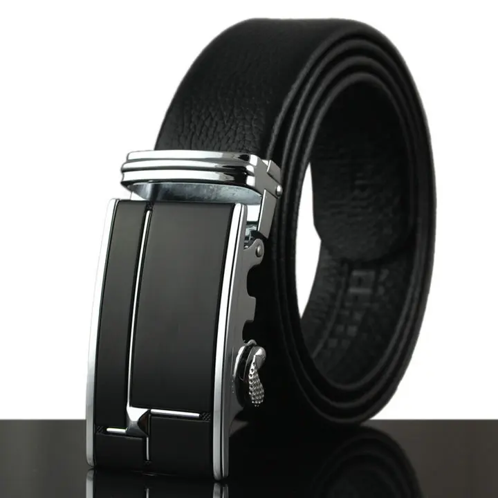 2019 New Black Fashion Men Belt Metal Automatic Buckle Strap Belts For Men