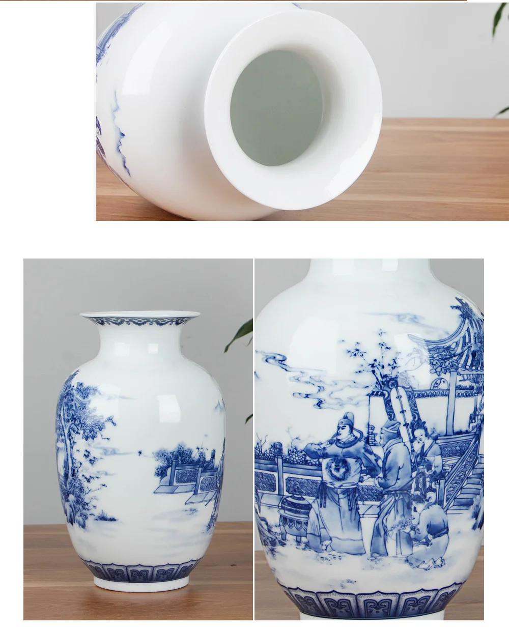 Classic Chinese Blue And White Ceramic Vase Ancient Tabletop Porcelain Flower Vase For Hotel Dining Room wedding Decoration