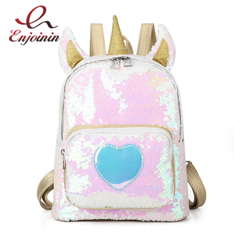 

Fashion Dazzle Sequins Laser Women Backpack Pu Backpack Shoulder Bag Female Leather Holographic Travel Bag Girl's School Bag