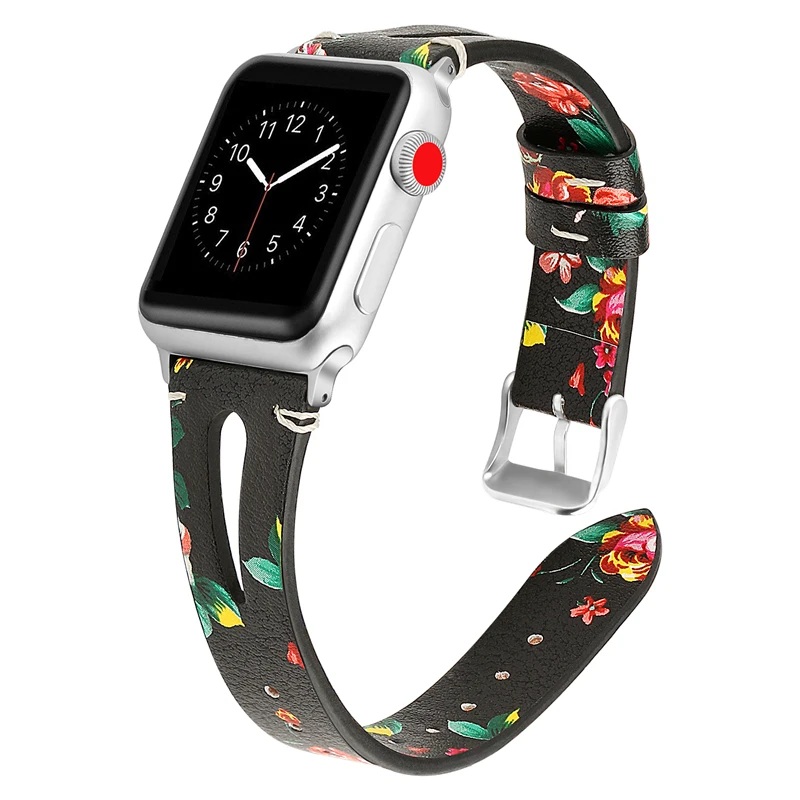 Ремешок из натуральной кожи для apple watch band 40 мм 38 44 42 браслет с принтом iwatch correa series