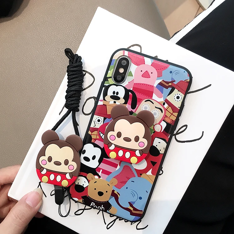 SAM S10 plus милый 3D Doraemon чехол для телефона для samsung Galaxy S7 Edge S8 S9plus S10E note8/note9 мультяшный чехол+ ремешок