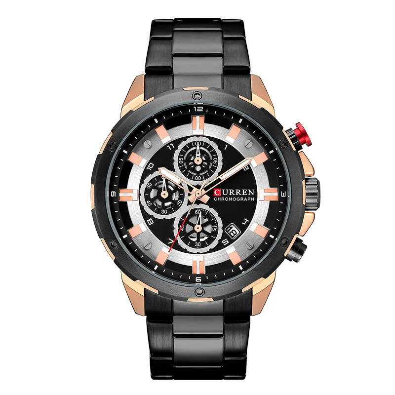 Black Rose Black CURREN Часы мужские синие Роскошные кварцевые Стальные мужские s часы лучший бренд класса люкс часы с хронографом мужские часы Роскошные наручные часы - Цвет: Black Rose Black
