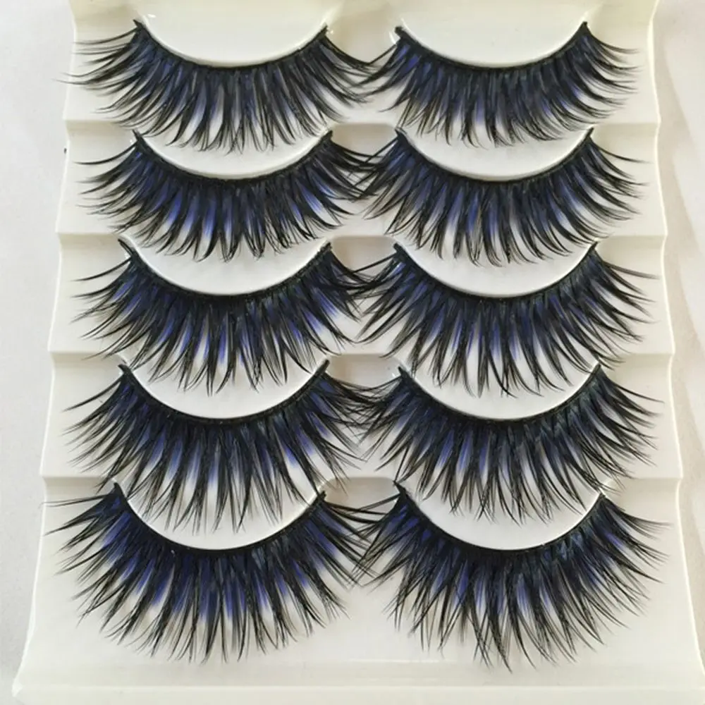 Новинка 5 пар черные и синие очаровательные густые накладные ресницы для
