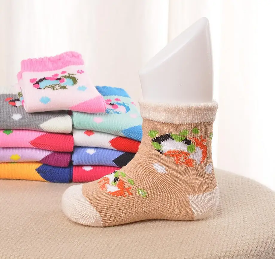 От 0 до 3 лет 10 пар/лот Детские носки Милые тонкие Носки с рисунком яблока и