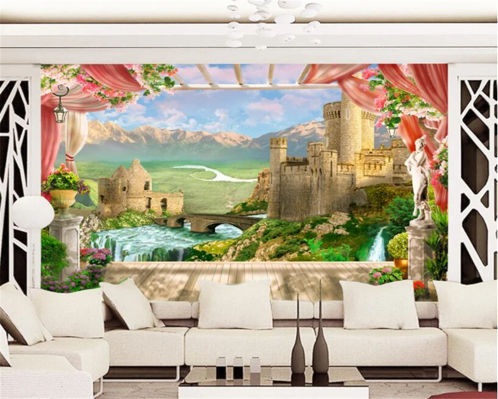 Фотообои Beibehang на заказ 3D обои в европейском ретро стиле фоновые с рисунком замка