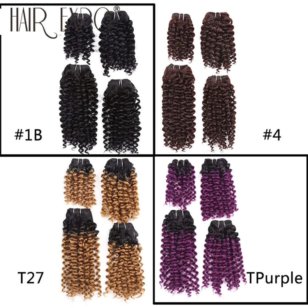 Волосы WeaveKinky CurLy пряди Bouncy Curly синтетические вшитые волосы для наращивания для женщин 8-14 дюймов 4 шт./лот пробковые локоны волосы Expo City