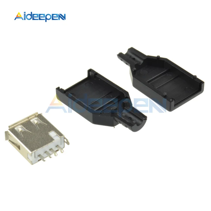 10 шт./лот Тип USB 2,0 Мужской Женский 4 Pin разъем с черной Пластик крышка Тип-соединяющий адаптер, комплектующие детали для автомобиля, DIY Наборы