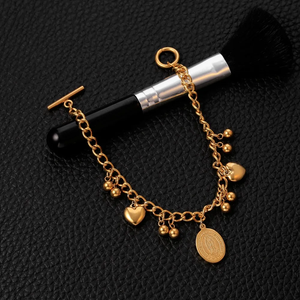 2018 овальные браслеты из нержавеющей стали с подвеской в виде Иисуса Золотая