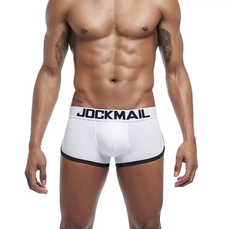 JOCKMAIL, фирменное Мужское нижнее белье, боксеры, плавки с сексуальным мешочком для пениса, усиление выпуклости спереди+ сзади, Двойная съемная чашка пуш-ап