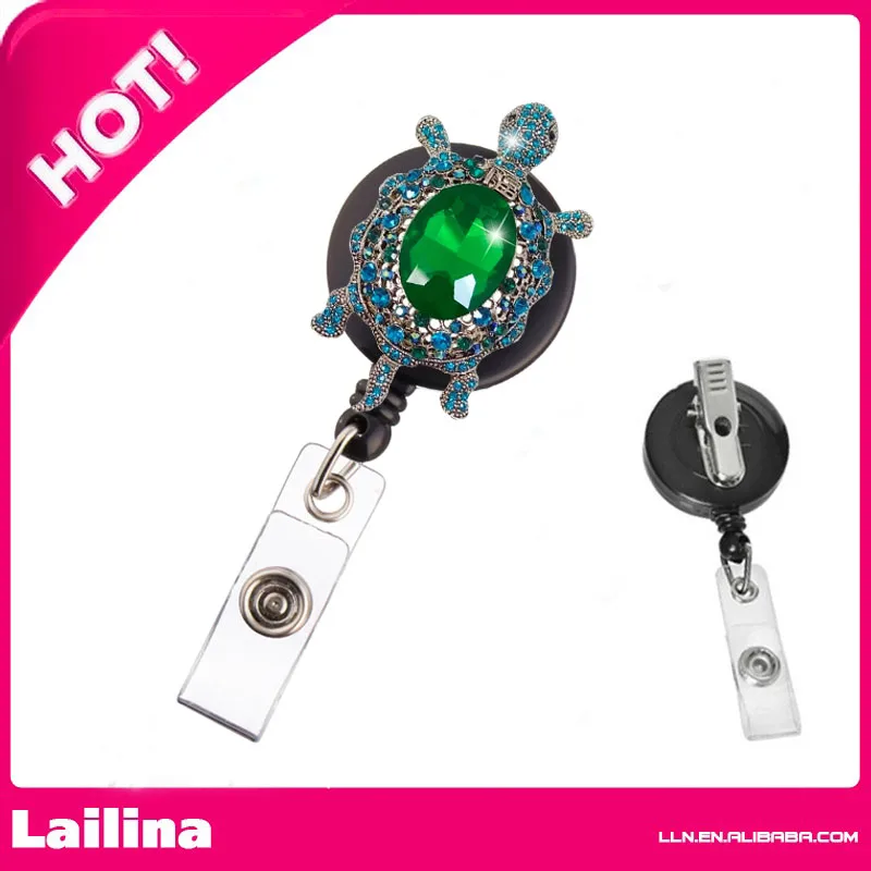 

Cute Little Tortoise Rhinestone Retractable Badge Reel/ ID Badge Holder