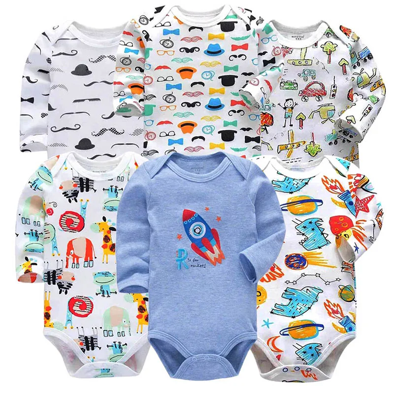 

5/6pcs set Tender Babies New baby jumpsuit multi-style long-sleeved printed tights autumn baby cotton Baby suit
