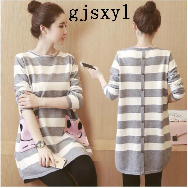 2018 весенняя одежда для беременных новый узор код легкое удобное Полосатое