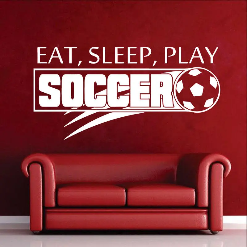 

Soccer Ball Football Wall Sticker Eat Sleep Play Boy Kids Room Sport Active Home Decoration Vinyl Art Removable Poster LX104