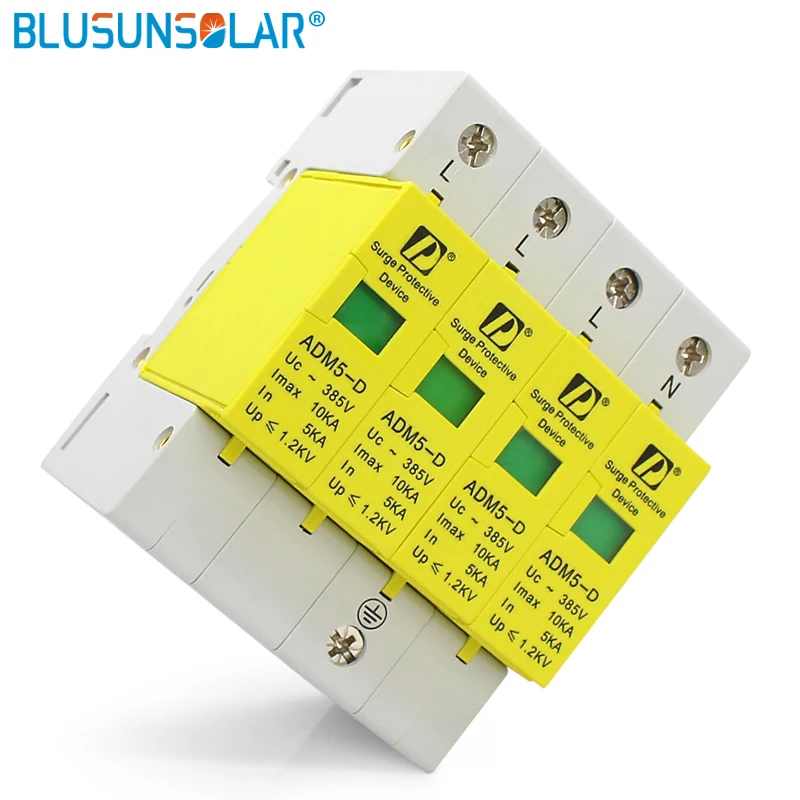 BULSUNSOLARHigh качество SPD 4P 20KA 110V 220V 380V AC din-рейка анти-молнии напряжение устройство