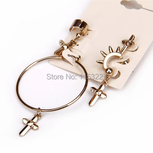 

Hot design Euro exaggerated Punk style pendant hoop earring with cross for men
