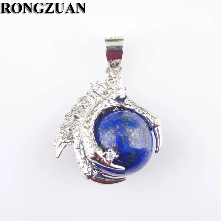 RONGZUAN натуральный ляпис лазурь камень драгоценный круглый Ball бусина с драконом