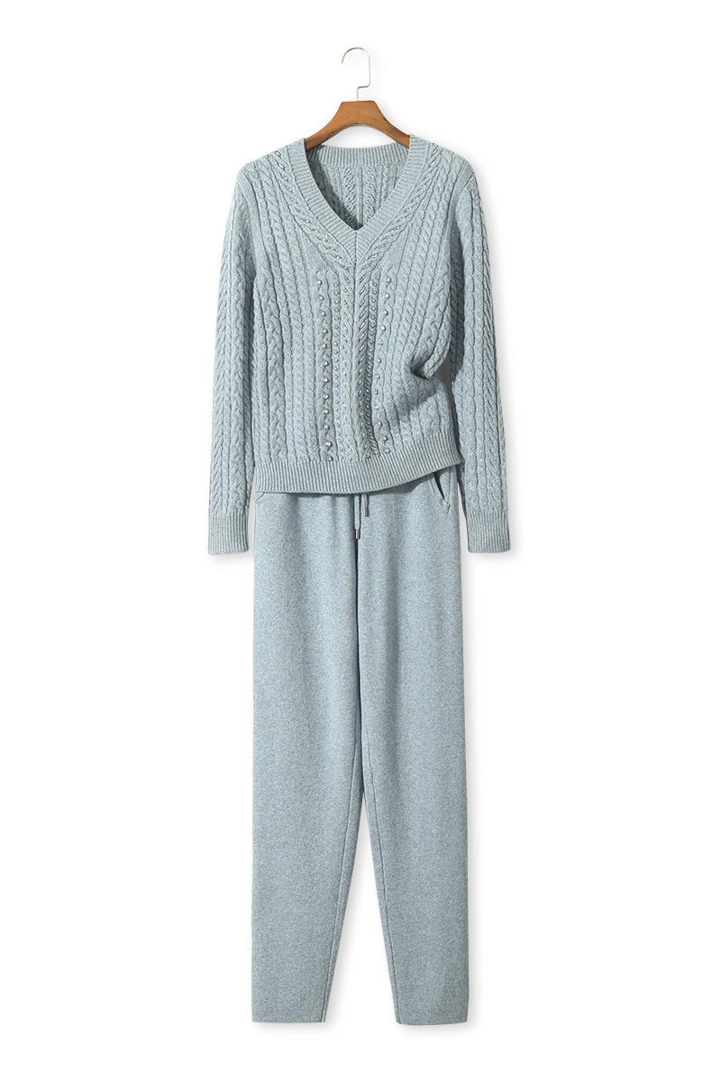 Распродажа шерстяных спортивных костюмов весна 2019 новый женский трикотажный