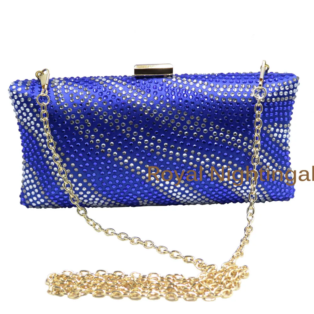 Вечерние сумки и клатчи с кристаллами Королевского синего цвета Стразы для