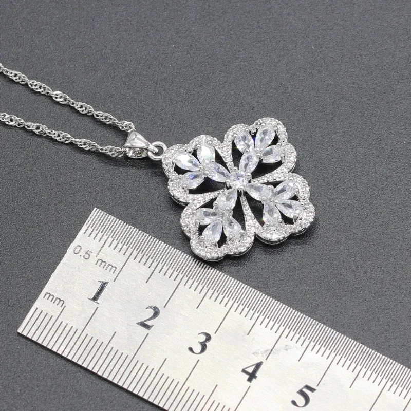 Белый цирконий для женщин 925 серебряные Свадебные украшения наборы 2018 новое