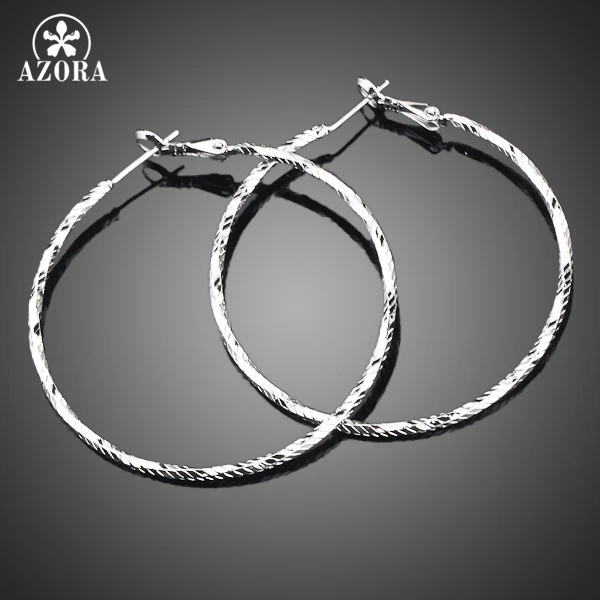 Классические круглые серьги кольца AZORA TE0024 белого и золотого цвета|hoop earrings|round hoop
