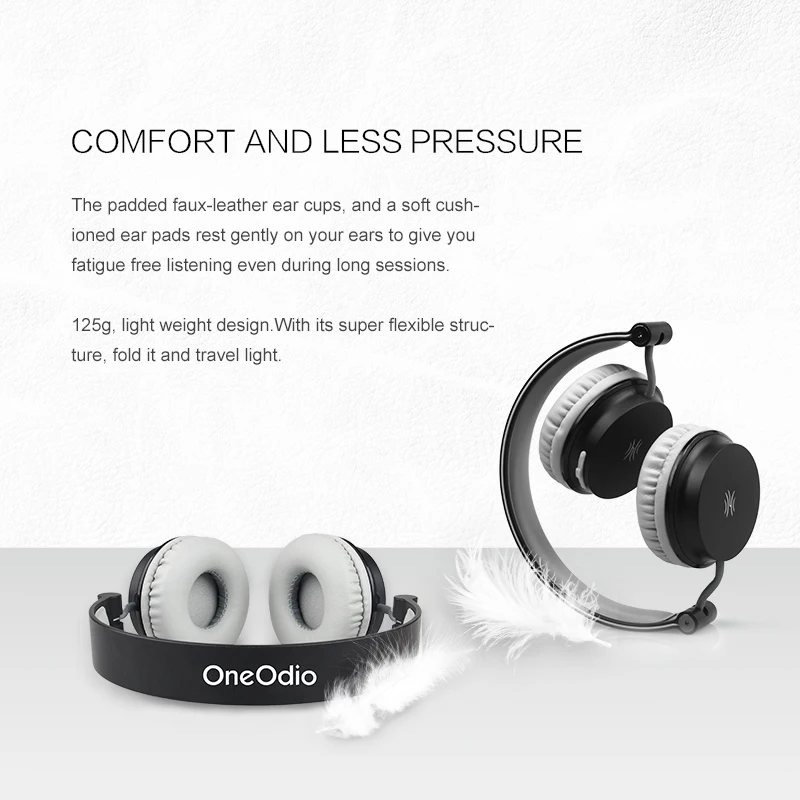 Oneodio, беспроводные наушники, Bluetooth 2,1, гарнитура, проводная, легкая, складная, на ухо, стерео наушники, гарнитура, наушники с микрофоном