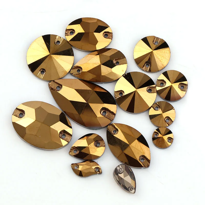 36 шт Золото Смешанная Форма смешанный размер пришить на Стразы Flatback стеклянный