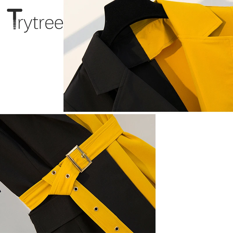 Платье Trytree женское повседневное с отложным воротником офисное ТРАПЕЦИЕВИДНОЕ