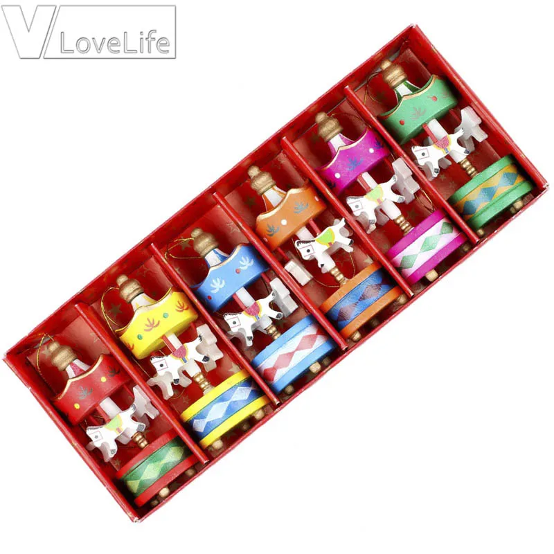 6 шт. Деревянные Карусели для украшения ёлки|Кулоны и подвески| |