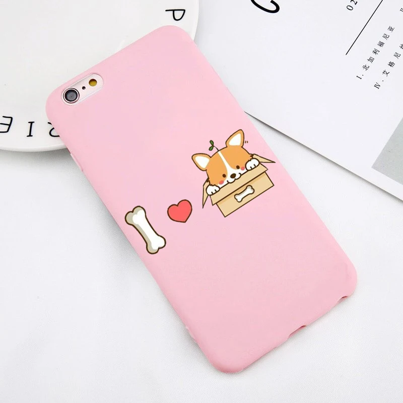 TPU Для iphone 7 6S попка корги Щенок Прекрасный чехол для телефона с рисунком в виде животного Розовый цвет мягкий чехол для iphone Xs 8 7 6 Plus XS MAX XR силиконовый чехол - Цвет: TPU