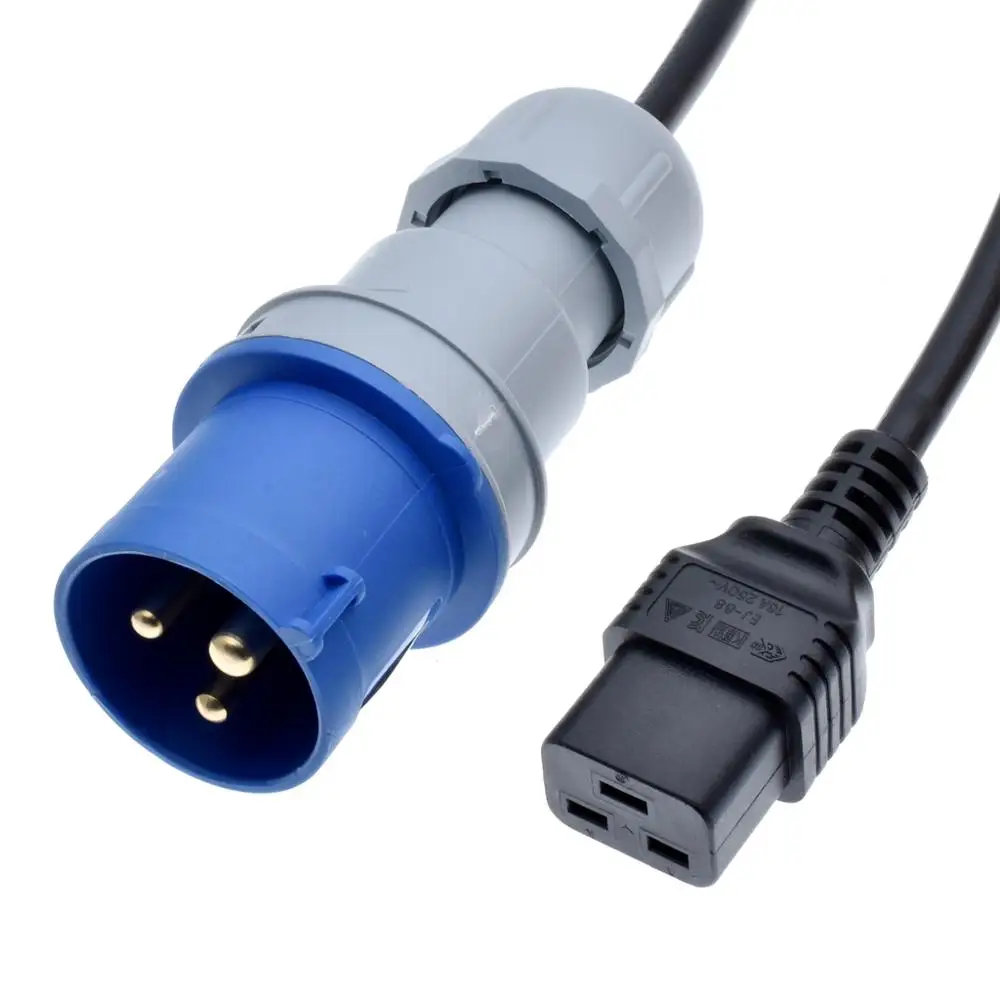 IEC309 332P6 к IEC 320 C19 C20 подключается 332C6 гнездовой сосуд IP44 0 8 м до 2 5 мм 16A|Сетевые шнуры