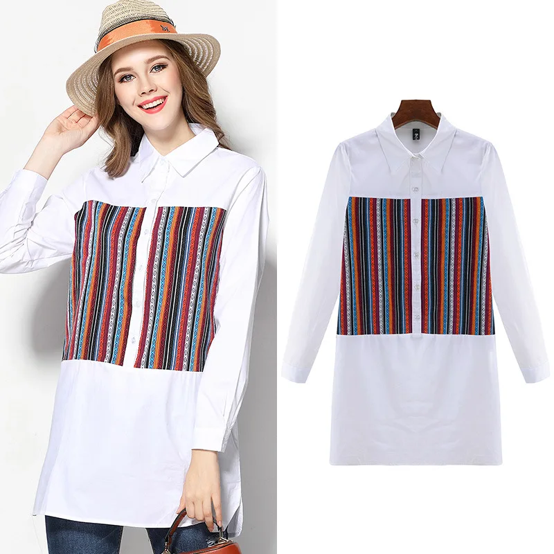 Блузки Повседневная рубашка Для женщин блузка Femme Printemps 2018 4XL хлопок белье Dentelle 4XL|
