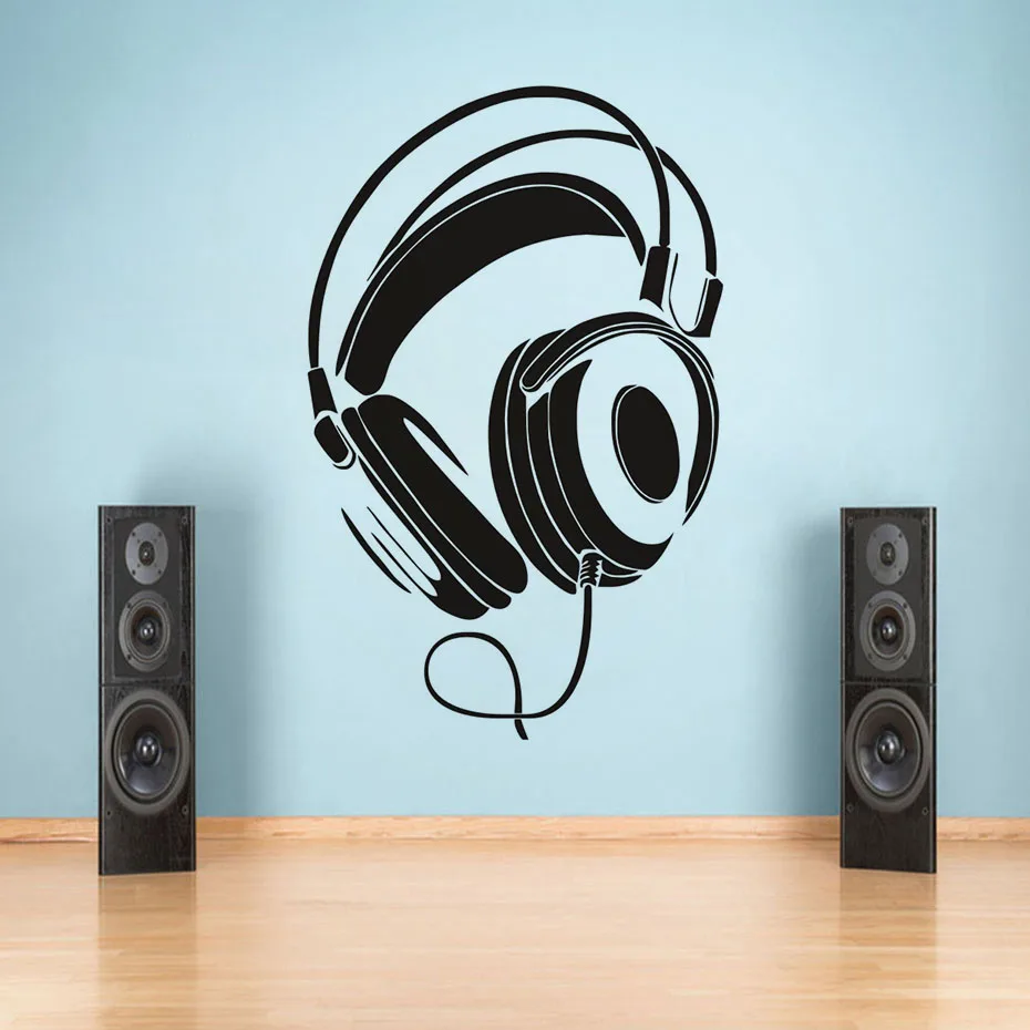 Музыка DJ наушники виниловые настенные наклейки для мальчиков комнаты спальни