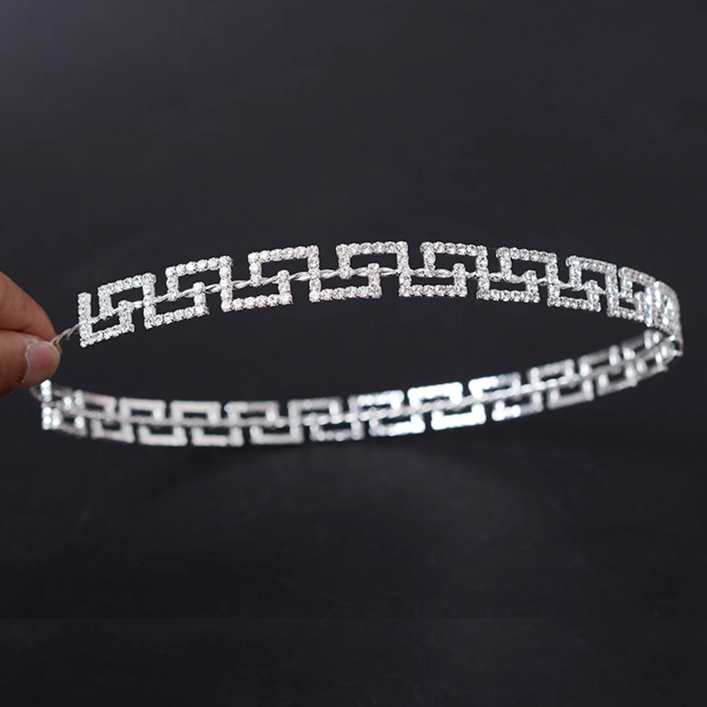 Snuoy полная круглая корона для женщин Свадебные аксессуары волос греческий ключ