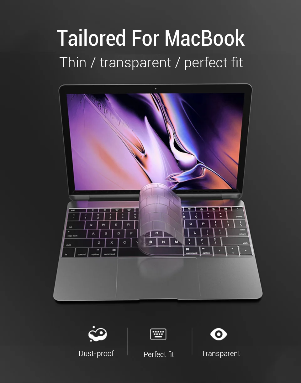 PZOZ силиконовый защитный чехол для клавиатуры для Apple Macbook Pro MAC 15 Air 13 с сенсорной панелью, мягкая клавиатура, прозрачный чехол