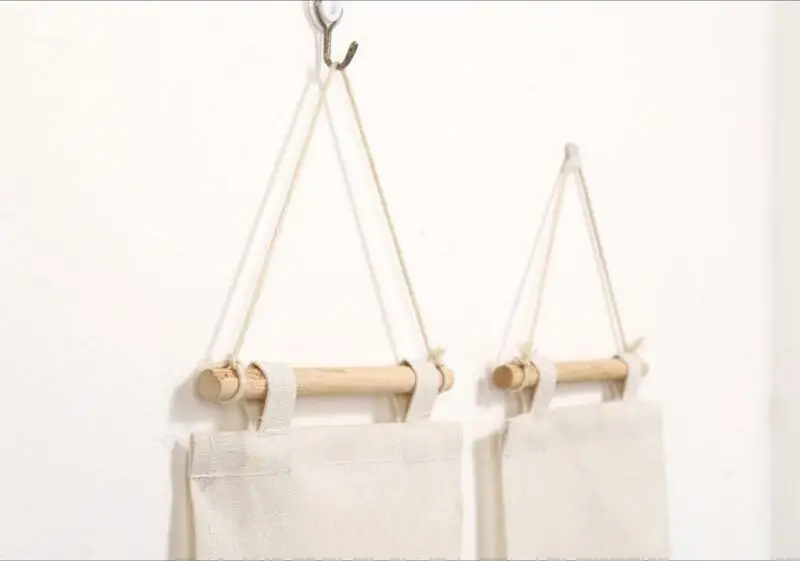 Vintage Pocket Wall Hanging Storage Bags Cotton Linen Closet Sundries Storage Pockets Home Decor Hanging Organizer