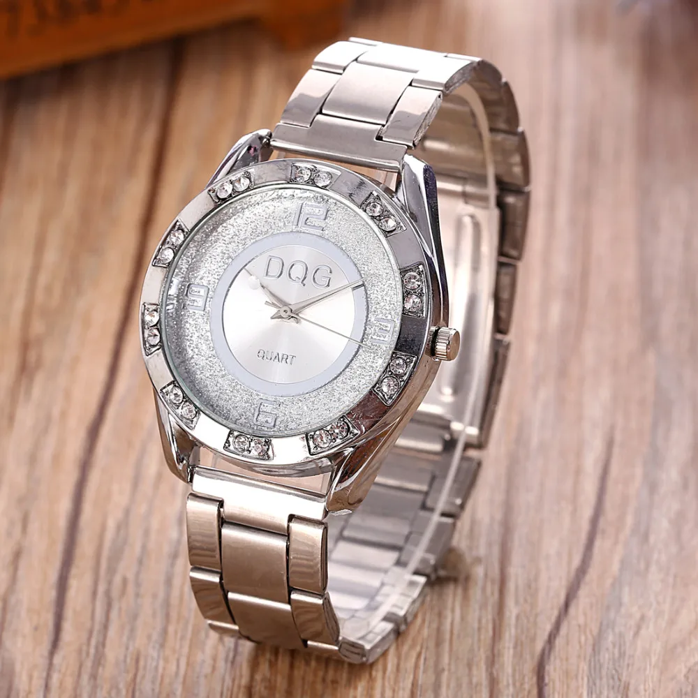 Женские кварцевые часы с кристаллами DQG роскошные повседневные аналоговые из
