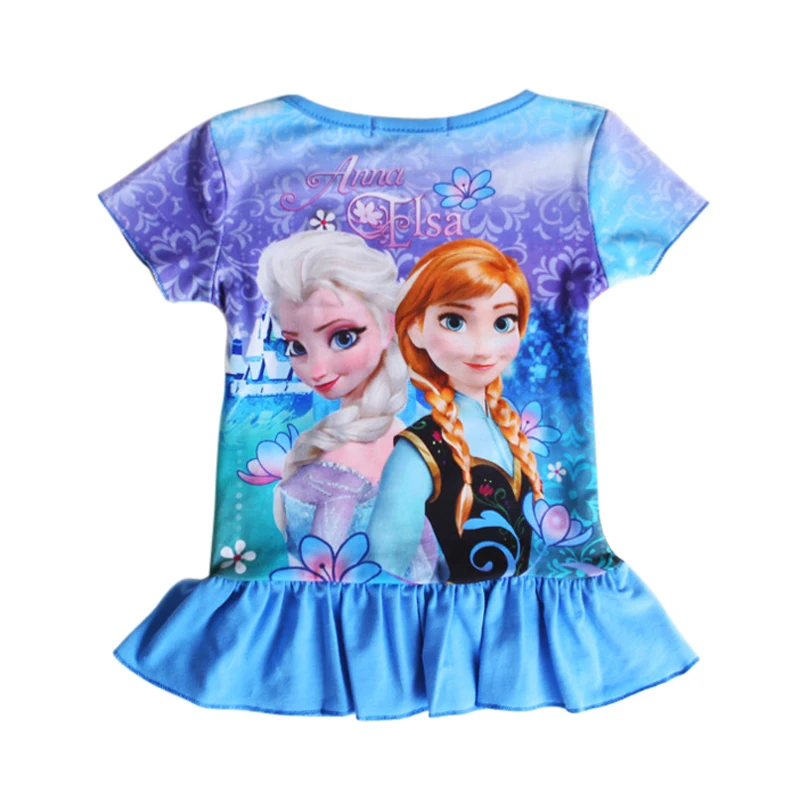 2017 летние милые футболки для девочек детские принцессы Эльзы и Анны