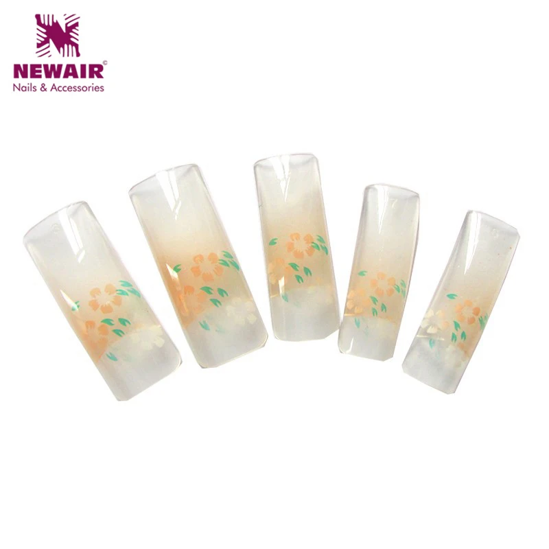 Модные половинки ногтей 70 шт светло-желтые цветы Предварительно Дизайн