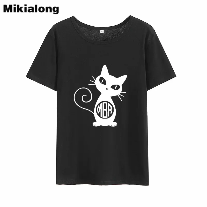 Футболка Mikialong с рисунком мультяшного кота и коротким рукавом Женская милая