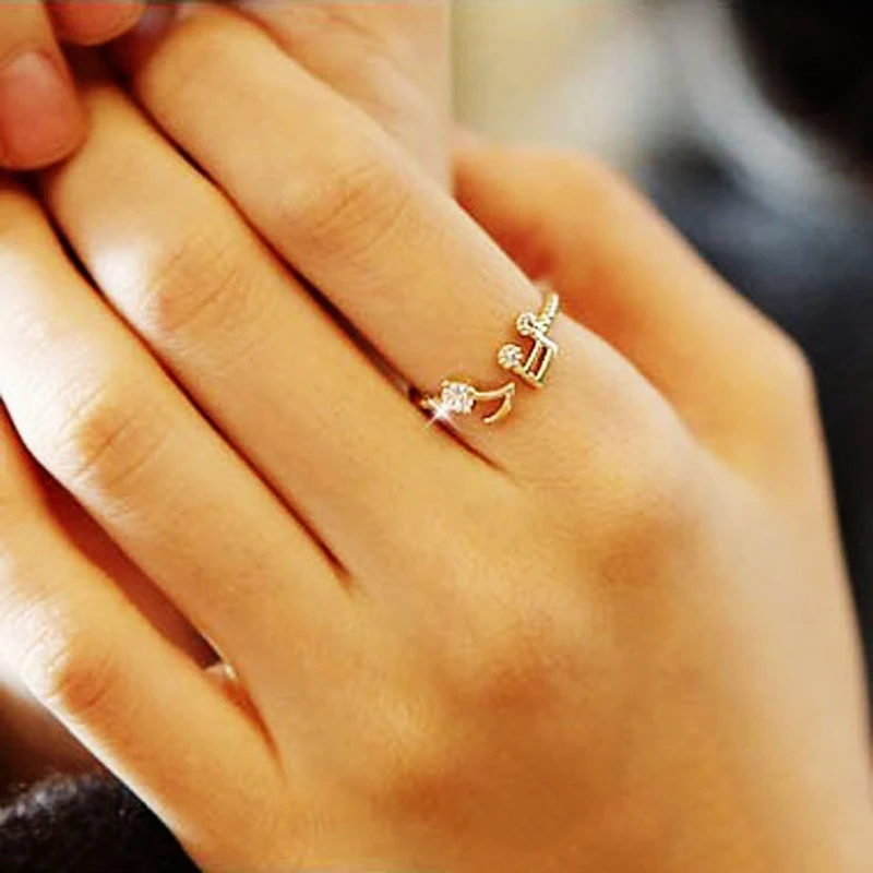 Simple Rose Gold Rings For Women Adjustable Opening Crystal Ring Ladies Engagement Accessories Birthday Gift | Украшения и